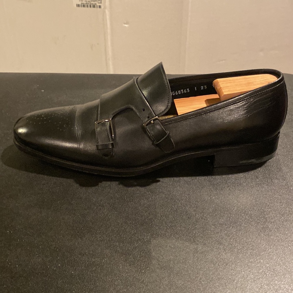 Salvatore Ferragamo Mens Black Leather Monk Strap Shoes Size 11 D - Picture 3 of 9